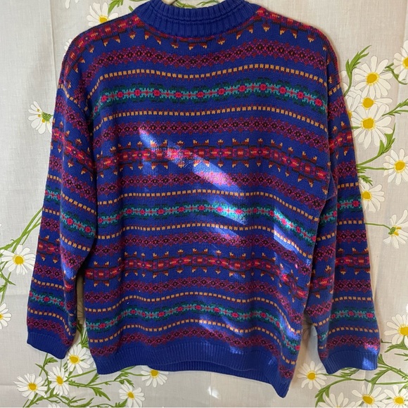 Vintage Eddie Bauer cotton serape Aztec southwestern patterned cotton sweater - Picture 6 of 8